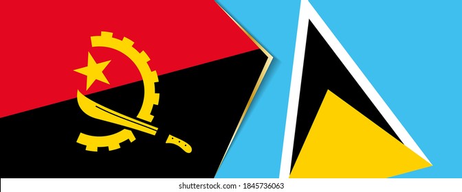Banderas de Angola y Santa Lucía, dos símbolos vectoriales de relación o enfrentamiento.