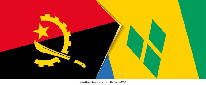 Angola and Saint Vincent and the Grenadines flags, two vector flag symbols of relationship or confrontation.