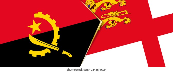 Angola and Sark flags, two vector flag symbols of relationship or confrontation.