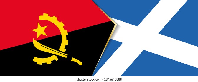 Angola and Scotland flags, two vector flag symbols of relationship or confrontation.