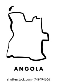 Angola simple map outline - smooth simplified country shape map vector.