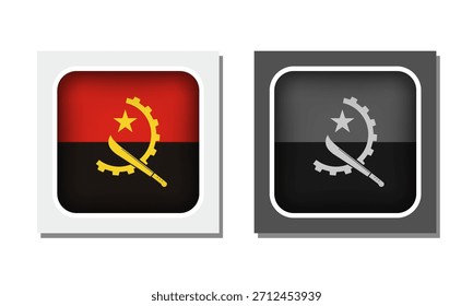 Ícone de Bandeira Arredondada Quadrada de Angola