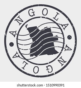 Angola Stamp Postal. Map Silhouette Seal. Passport Round Design. Vector Icon. Design Retro Travel.