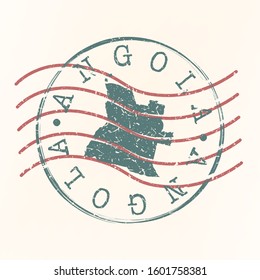 Angola Stamp Postal. Map Silhouette Seal. Passport Round Design. Vector Icon. Design Retro Travel.