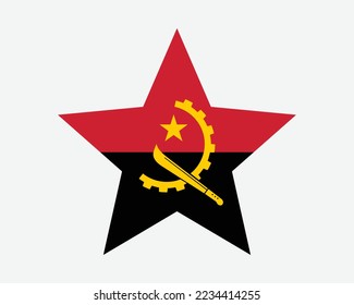 Angola Star Flag. Angolan Star Shape Flag. Country National Banner Icon Symbol Vector 2D Flat Artwork Graphic Illustration svg