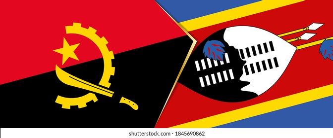 Banderas de Angola y Swazilandia, dos símbolos vectores de la relación o el enfrentamiento.