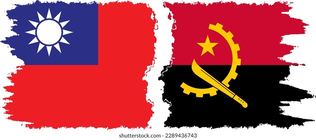 Angola and Taiwan grunge flags connection, vector