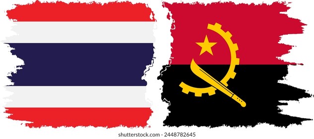 Angola and Thailand grunge flags connection, vector