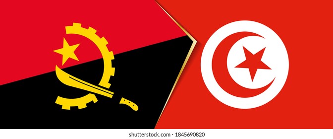 Banderas de Angola y Túnez, dos símbolos vectoriales de relación o enfrentamiento.