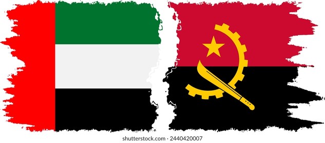 Angola and United Arab Emirates grunge flags connection, vector