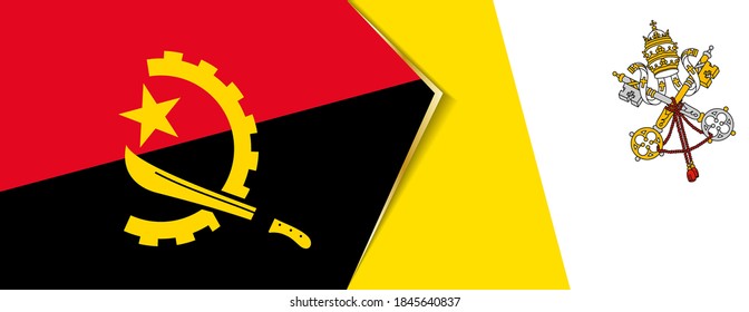 Angola and Vatican City flags, two vector flag symbols of relationship or confrontation.