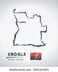 Angola vector chalk drawing map isolated on a white background