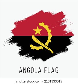 Angola Vector Flag. Angola Flag for Independence Day. Grunge Angola Flag. Angola Flag with Grunge Texture. Vector Template.