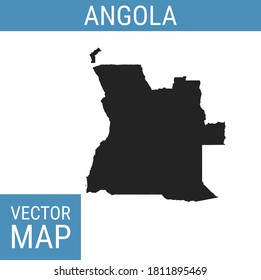 Angola vector map with country name, black on white background.