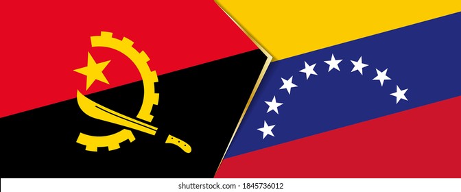 Angola and Venezuela flags, two vector flag symbols of relationship or confrontation.