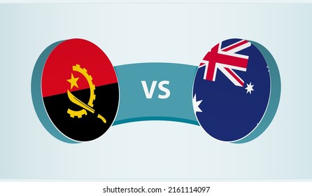 Angola versus Australia, team sports competition concept. Round flag of countries.