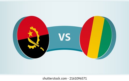 Angola versus Guinea, team sports competition concept. Round flag of countries.