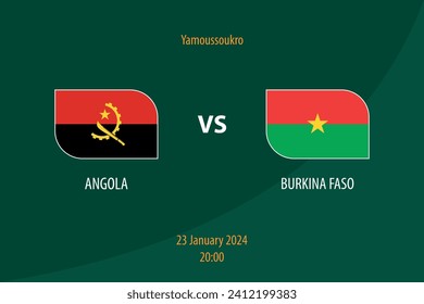 Angola vs Burkina Faso football scoreboard broadcast template for soccer africa tournament 2023