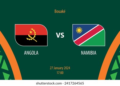 Angola vs Namibia football scoreboard broadcast template for soccer africa tournament 2023