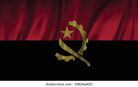 Angola wave flag flat layout vector illustration