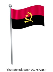 angola waving flag on flagpole vector illustration.3d vector icon isolated on white background
