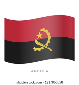 Angola waving flag vector icon. National symbol of Angola. Vector illustration isolated on white.