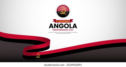 Angola-Waving-Band-Flag-Banner-Hintergrund für Independence Day Design Vektorgrafik