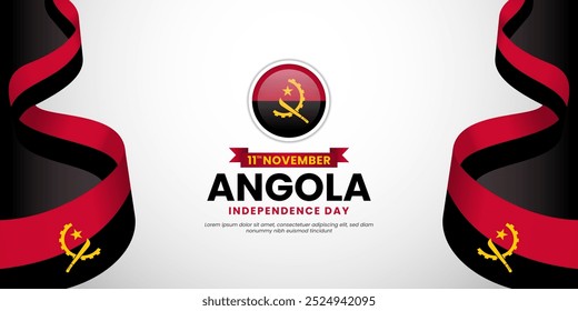 Angola-Waving-Band-Flag-Banner-Hintergrund für Independence Day Design Vektorgrafik