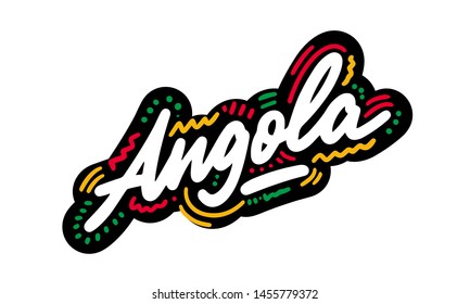 Angola Word Text  Creative Handwritten Font Design Vector Illustration.