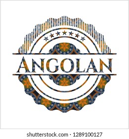 Angolan arabic emblem background. Arabesque decoration.