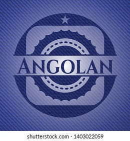 Angolan emblem with denim high quality background. Vector Illustration. Detailed.