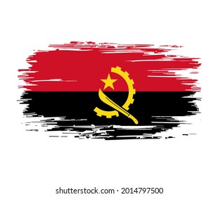 Angolanische Flagge grunge Hintergrund. Vektorgrafik.