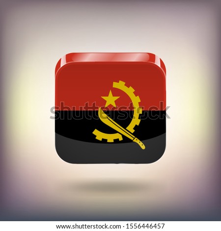 Angolan flag as icon, vector flag of Angola with shadow