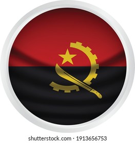 Angolan flag in round button of icon. flag logo of Angolan emblem isolated on white background, Angolan national concept sign, Vector illustration.