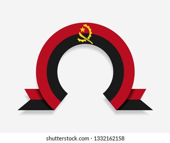 Angolan flag rounded ribbon abstract background. Vector illustration.