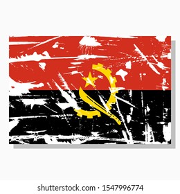 Angolan flag with scratches, vector flag of Angola.