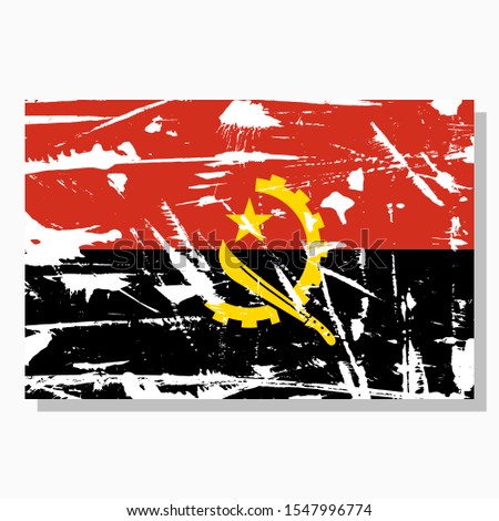 Angolan flag with scratches, vector flag of Angola.