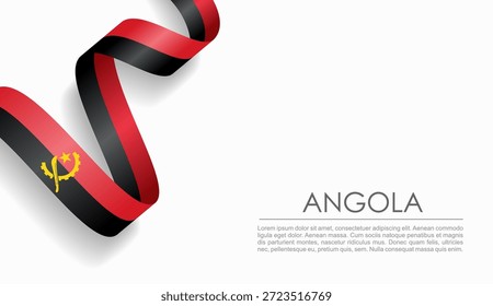 Angolan flag wavy ribbon, symbolizing national pride, ideal for patriotic or cultural design themes. Vector illustration.