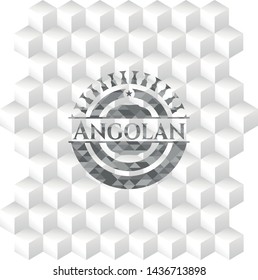 Angolan grey emblem. Vintage with geometric cube white background