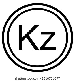 Angolan Kwanza Currency Symbol black and white vector in coin shape
