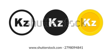Angolan Kwanza Currency Symbol and Coin Icon Set
