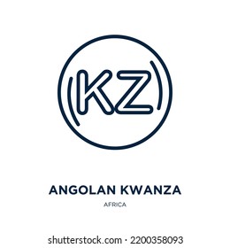 angolan kwanza icon from africa collection. Thin linear angolan kwanza, angola, kwanza outline icon isolated on white background. Line vector angolan kwanza sign, symbol for web and mobile