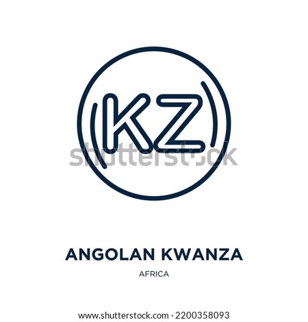 angolan kwanza icon from africa collection. Thin linear angolan kwanza, angola, kwanza outline icon isolated on white background. Line vector angolan kwanza sign, symbol for web and mobile