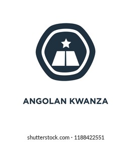 Angolan Kwanza Icon. Black Filled Vector Illustration. Angolan Kwanza Symbol On White Background. Can Be Used In Web And Mobile.