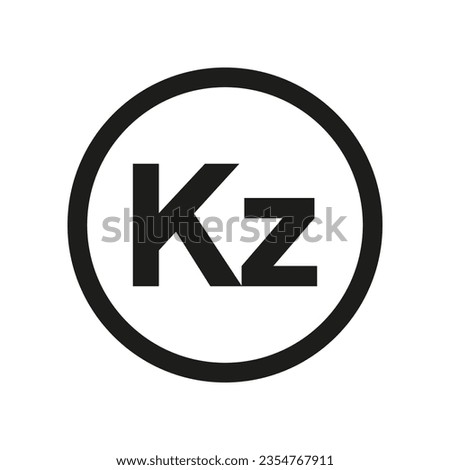 Angolan Kwanza icon. Flat black and white currency coin. Angola Money  sign. Vector isolated on white background.