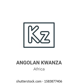 Angolan kwanza outline vector icon. Thin line black angolan kwanza icon, flat vector simple element illustration from editable africa concept isolated on white background