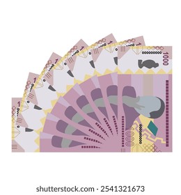 Angolan Kwanza Vector Illustration. Angola money set bundle banknotes. Paper money 1000 AOA. Flat style. Isolated on white background. Simple minimal design.