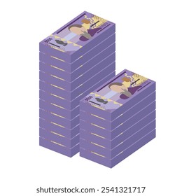 Angolan Kwanza Vector Illustration. Angola money set bundle banknotes. Paper money 5000 AOA. Flat style. Isolated on white background. Simple minimal design.