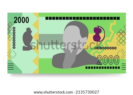 Angolan Kwanza Vector Illustration. Angola money set bundle banknotes. Paper money 2000 AOA. Flat style. Isolated on white background. Simple minimal design.
