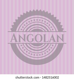 Angolan realistic pink emblem. Vector Illustration. Detailed.